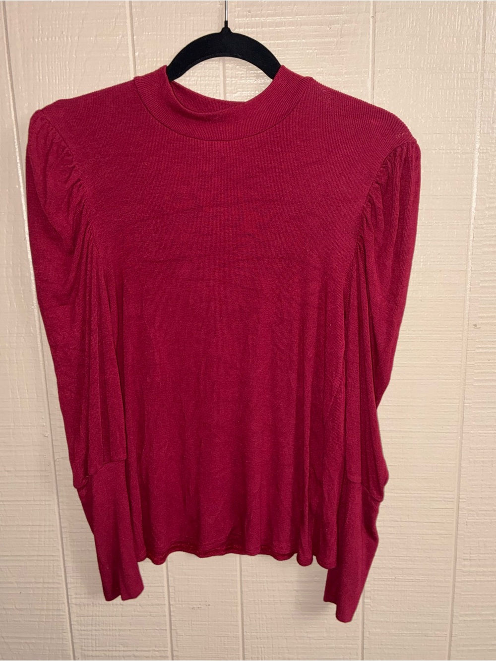 Pink Lily Raspberry Mock Neck Long Sleeve Top